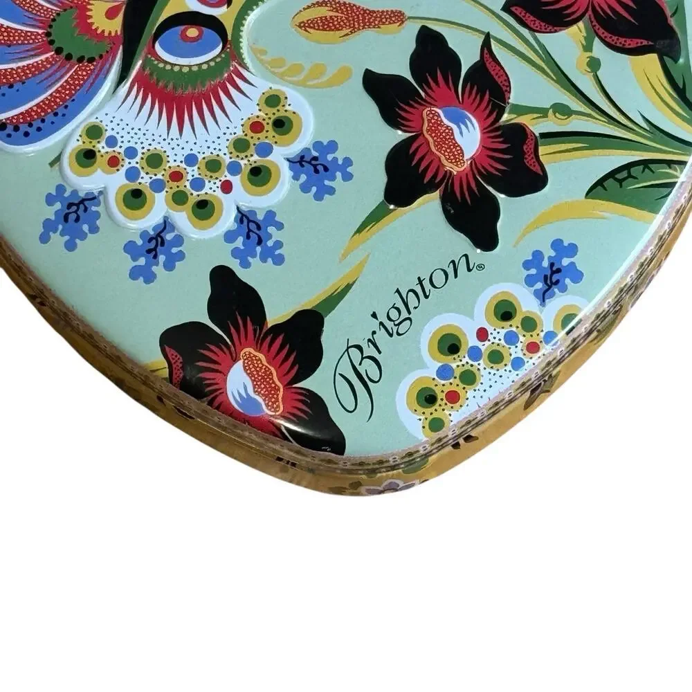 Brighton Heart Shaped Jewelry Tin Canister Trinket Box Colorful Vibrant